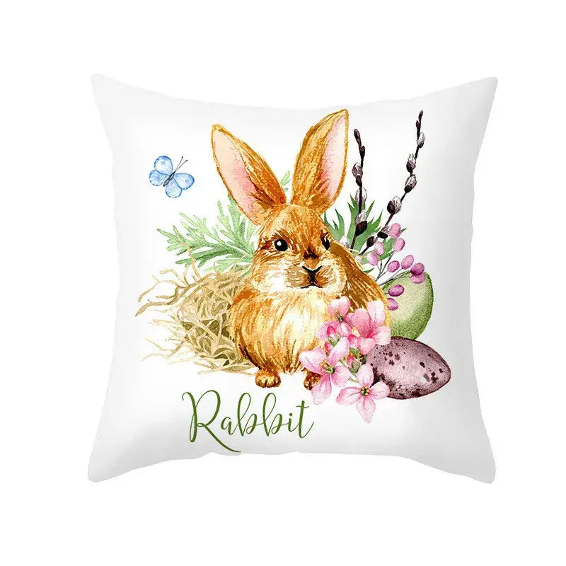 Pastel easter egg bunny pillow cover living room spring decor