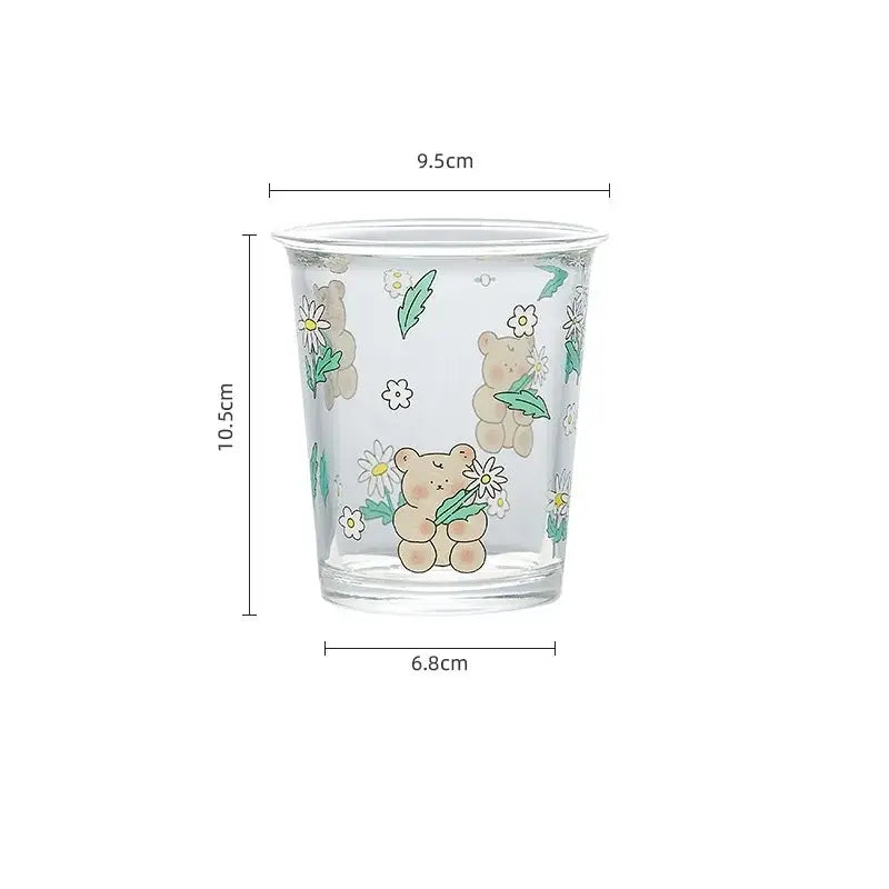 Pastel floral rabbit glass tea coffee cup kitchen tumbler