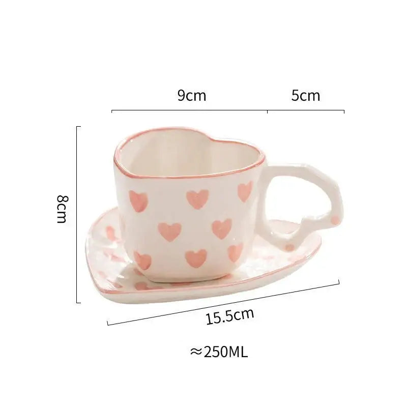 Pastel polka dot 250ml coffee cup and saucer set dining room ceramic