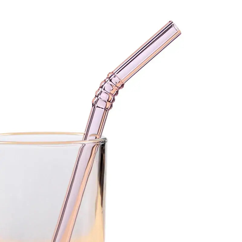 Pastel ridged glass straws set kitchen eco friendly drinking tubes