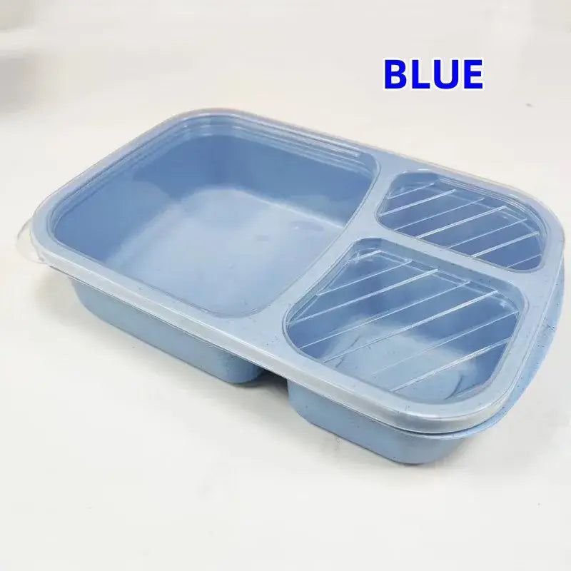 Pastel wheat straw bento box set kitchen three compartment lunch box