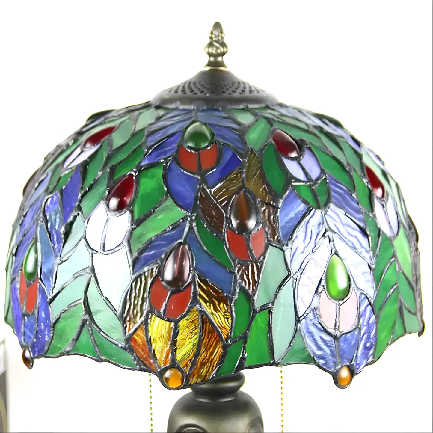 Antique Tiffany-Style Lamp Peacock | Glass Tabletop