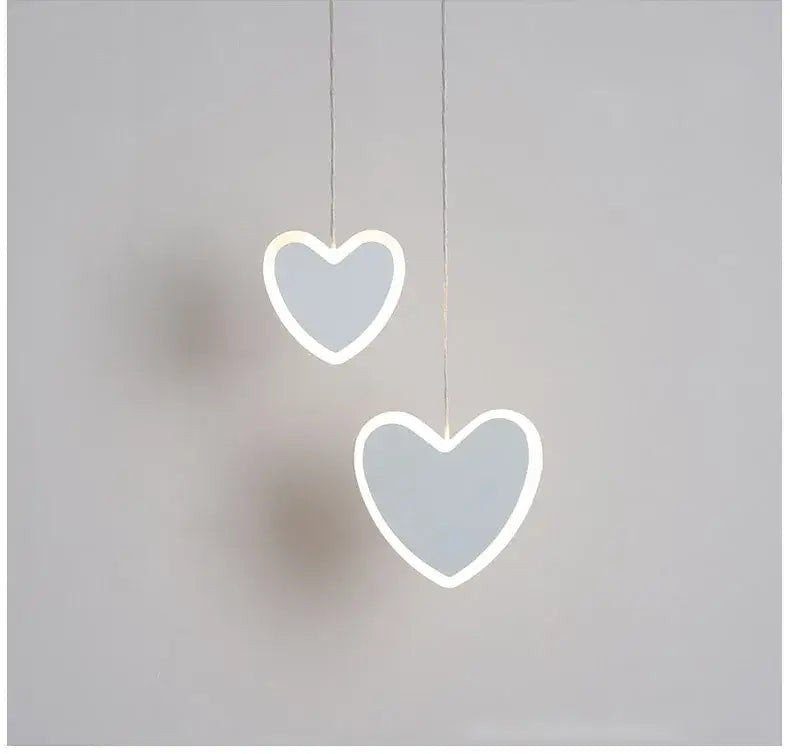 Pink and gray heart blossom butterfly led chandelier bedroom light