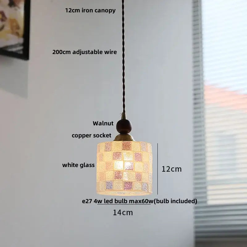 Pink and lavender mosaic glass ball led pendant light kitchen