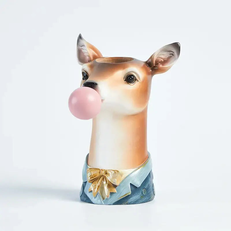 Pink and purple bubble gum girl flower vase living room resin decor