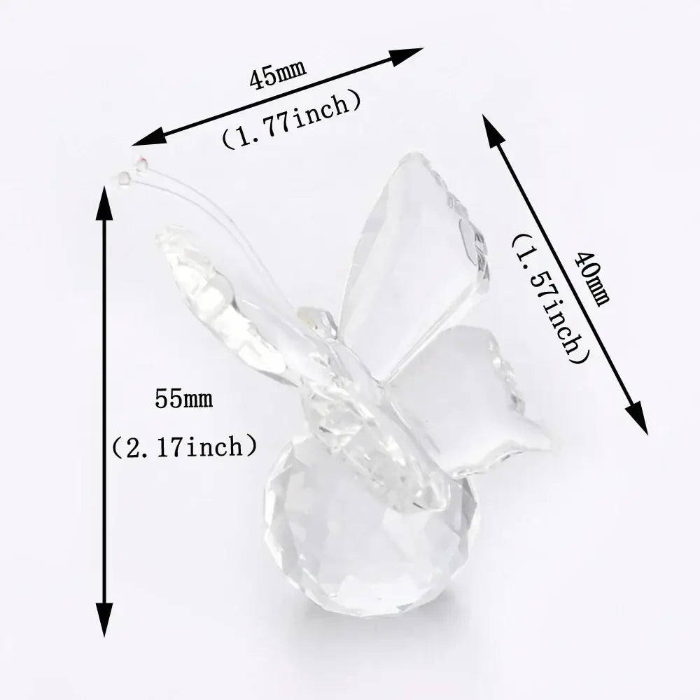 Pink & clear crystal butterfly figurine bedroom decor ornament