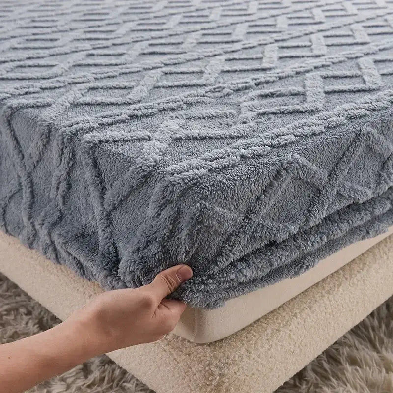 Pink textured cozy tafu fleece queen bed sheet bedroom bedspread
