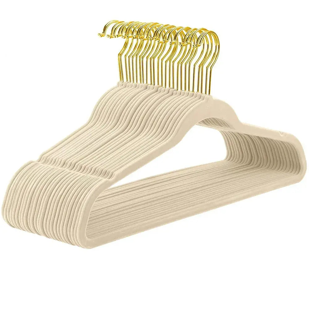 Pink velvet and gold wooden 45cm flocking hanger bedroom trousers rack
