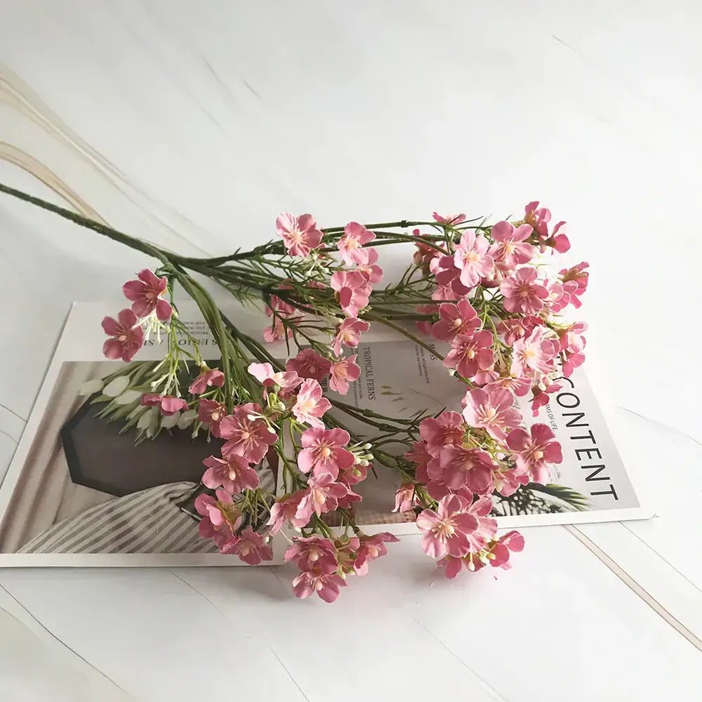 Pink & white artificial flowers baby’s breath wedding bouquet