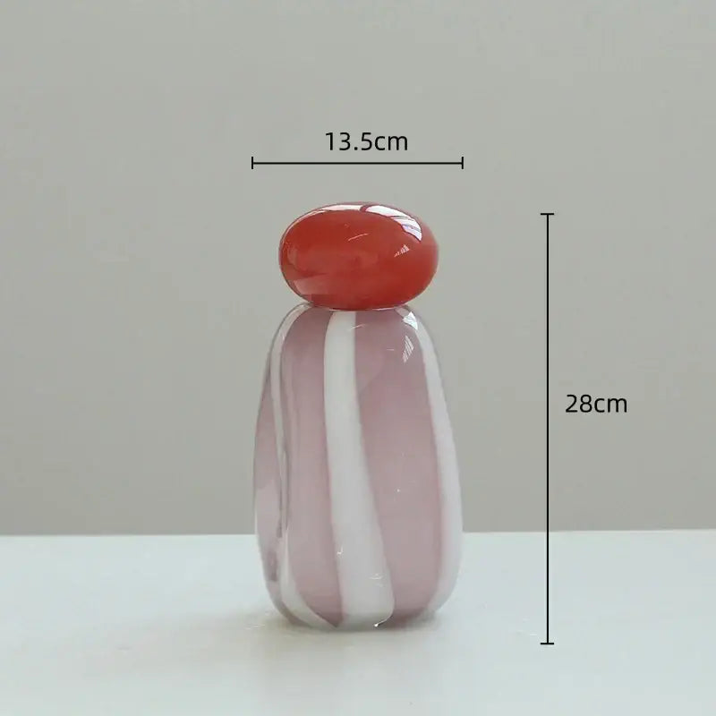 Pink & white striped ceramic vase cover band living room decor