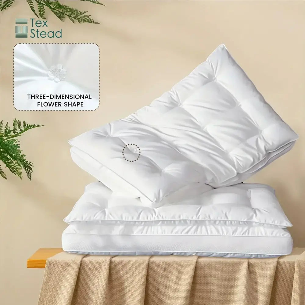 Plush white double layer fiber pillow bedroom quilted neck support