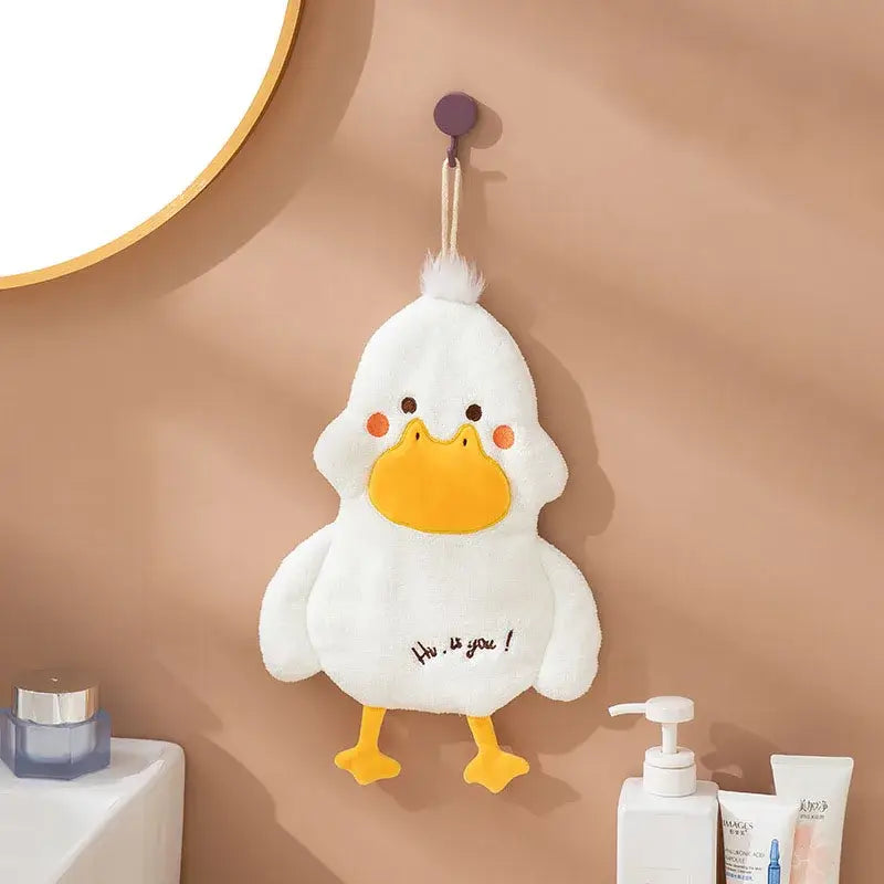 Plush white & gray duck terry towel kitchen cleaning cloth