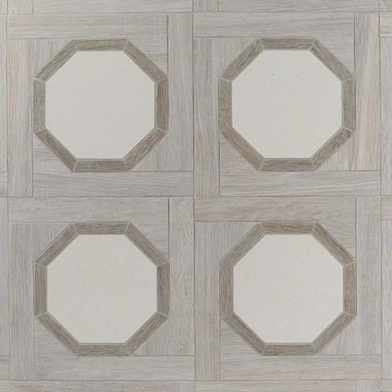 Multicolor Multi Finish Polygon Limestone Waterjet Mosaics 16 9/16x16 9/16
