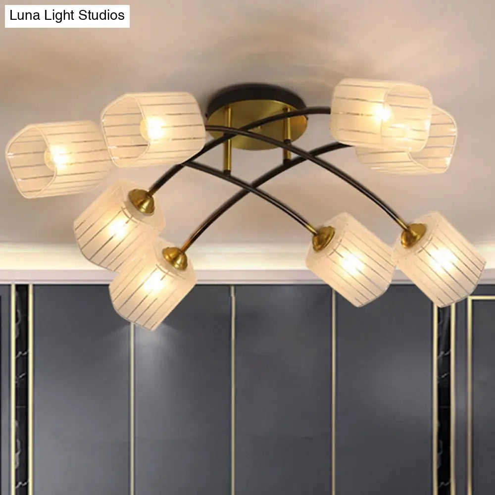 DecorBites™ Post Modern Brass Ceiling Light with Frosted Glass - 6/8-Light Flush Mount