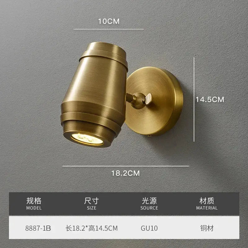 Postmodern brass wall lamp bedroom spotlight with circular base