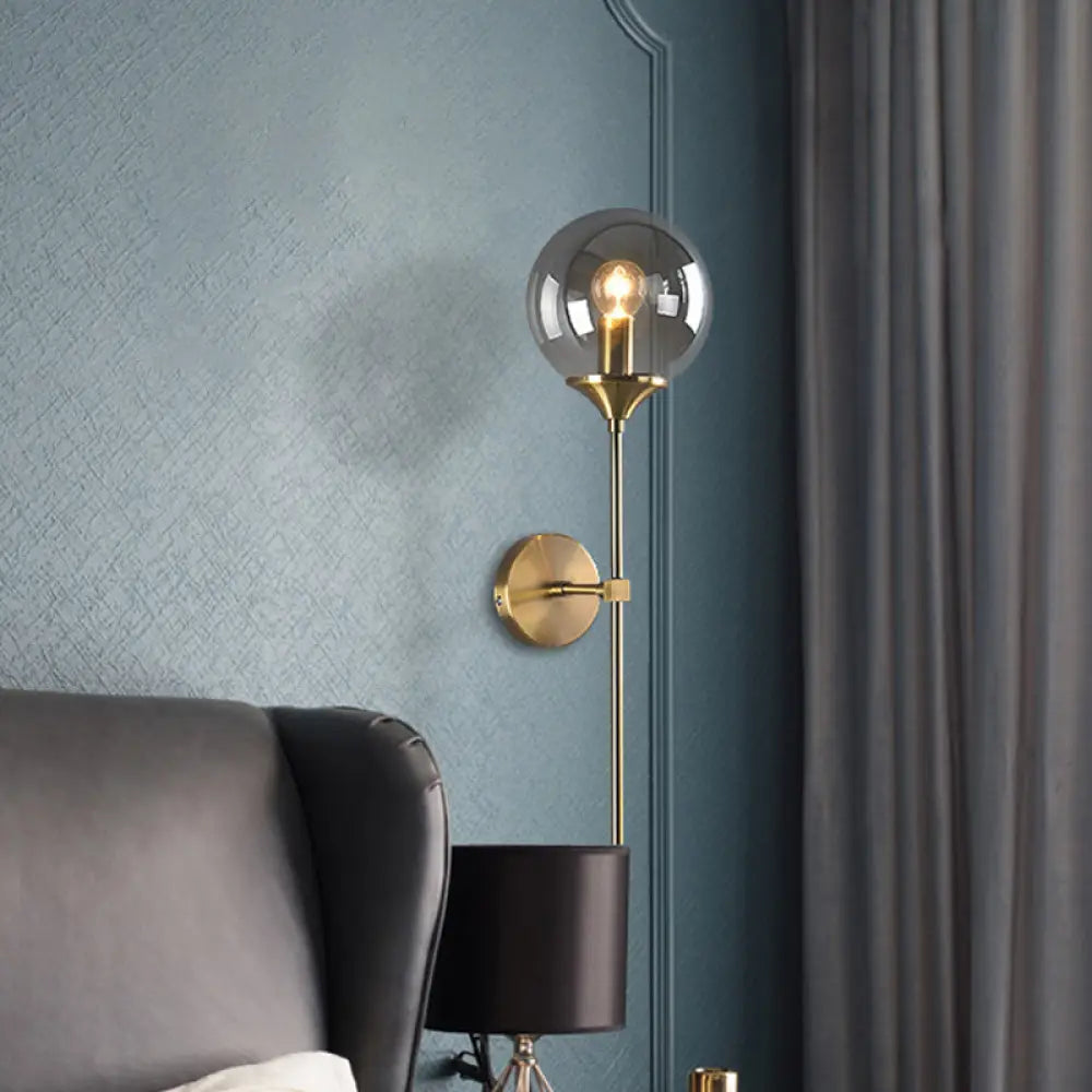 DecorBites™ Postmodern Clear/Amber/Smoke Grey Glass Single Brass Wall Lamp