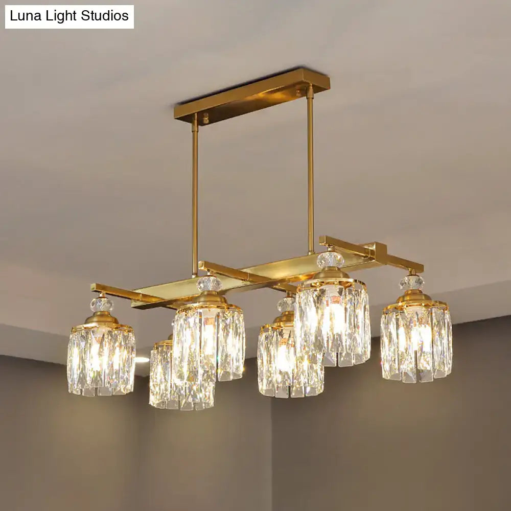 Postmodern crystal gold island lamp dining room light fixture
