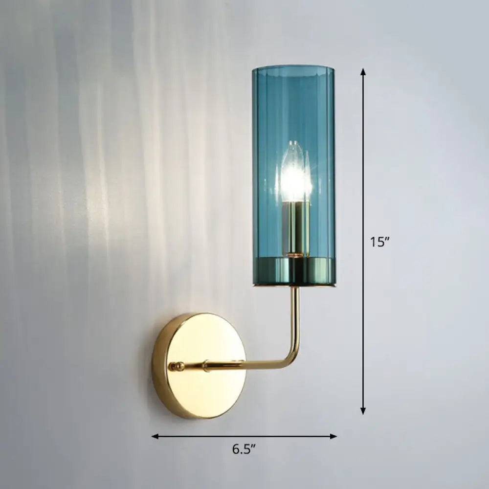 DecorBites™ Postmodern Glass Tube Wall Sconce with Brass Finish
