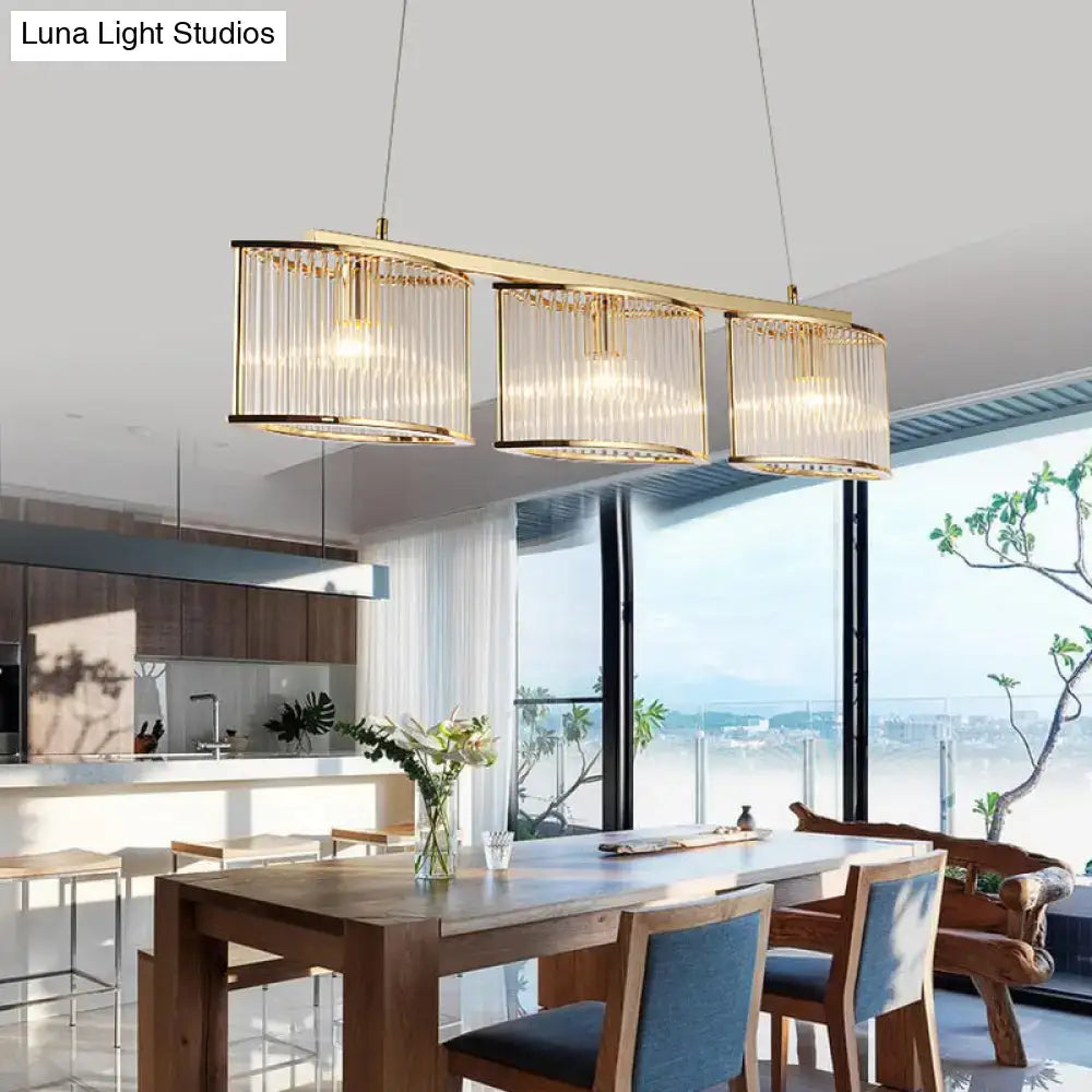 Postmodern gold crystal rod island light for dining room