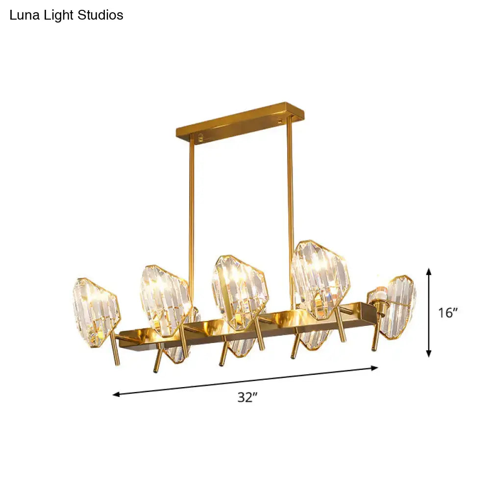 Postmodern gold crystal shield pendant light kitchen island chandelier