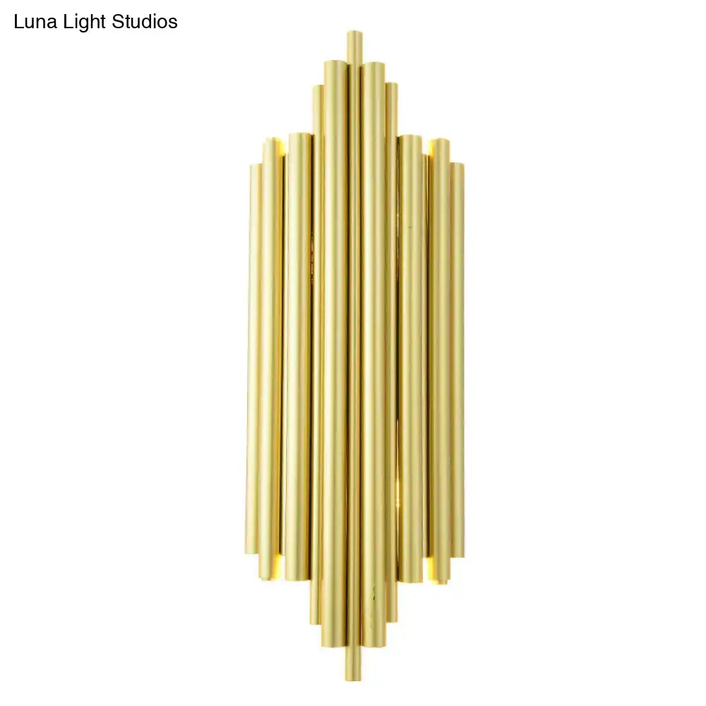 Postmodern gold finish flute wall mount living room sconce