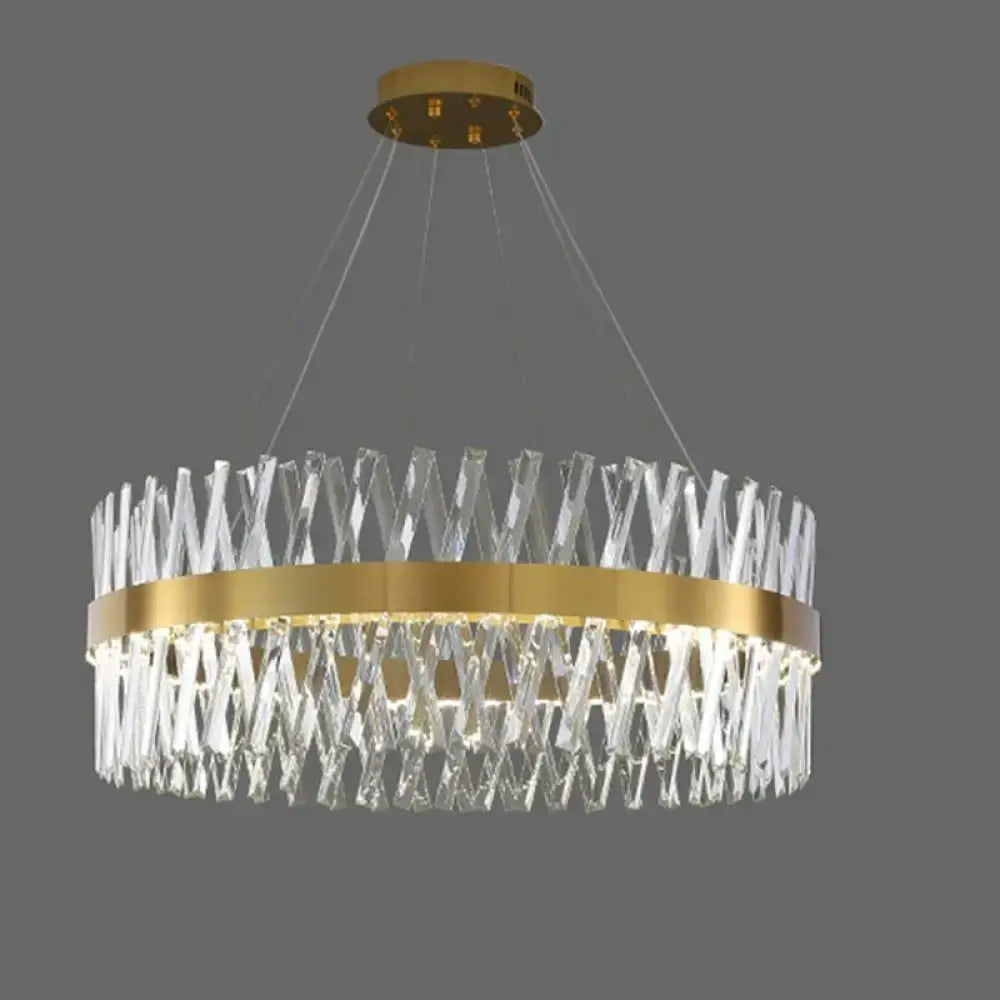 Postmodern gold finish geometric k9 crystal pendant light bedroom