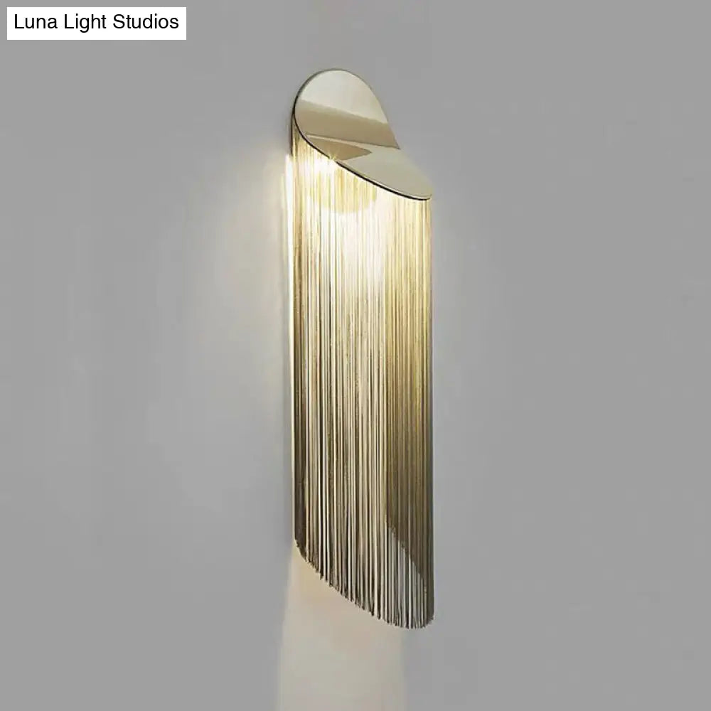 DecorBites™ Postmodern Gold Fringed Wall Light Fixture: Single-Bulb Bedside Wall Mounted Lamp