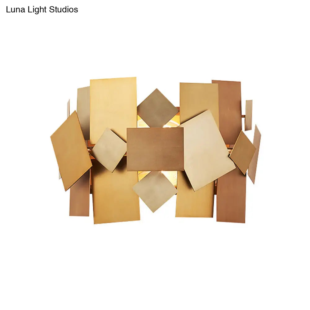 DecorBites™ Postmodern Metal Stacked Panel Sconce Light Fixture - 1 Light Gold Finish Wall Lamp for Living Room