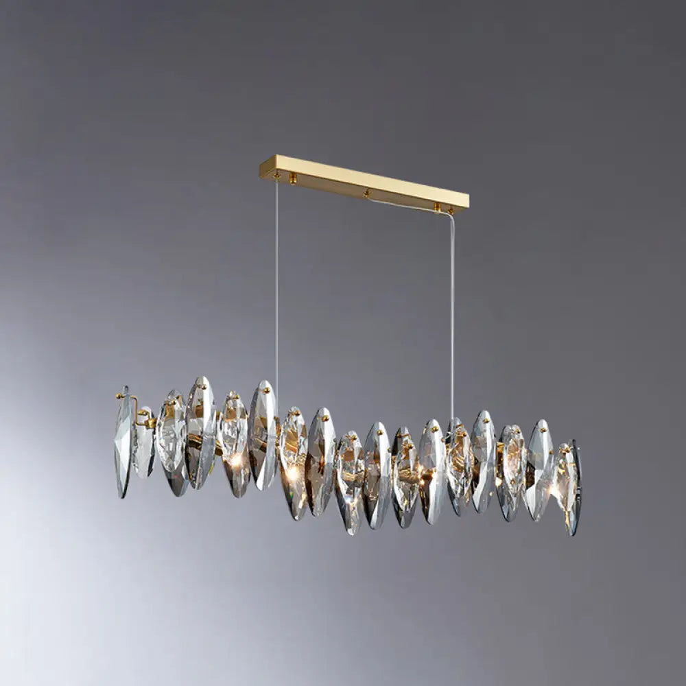 DecorBites™ Postmodern Smoke Grey Glass Leaf Suspension Lamp – Gold Restaurant Island Light