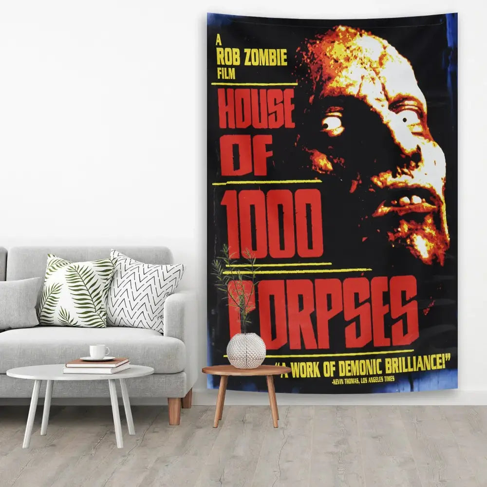 Psychedelic red & blue horror movie tapestry bedroom wall decor