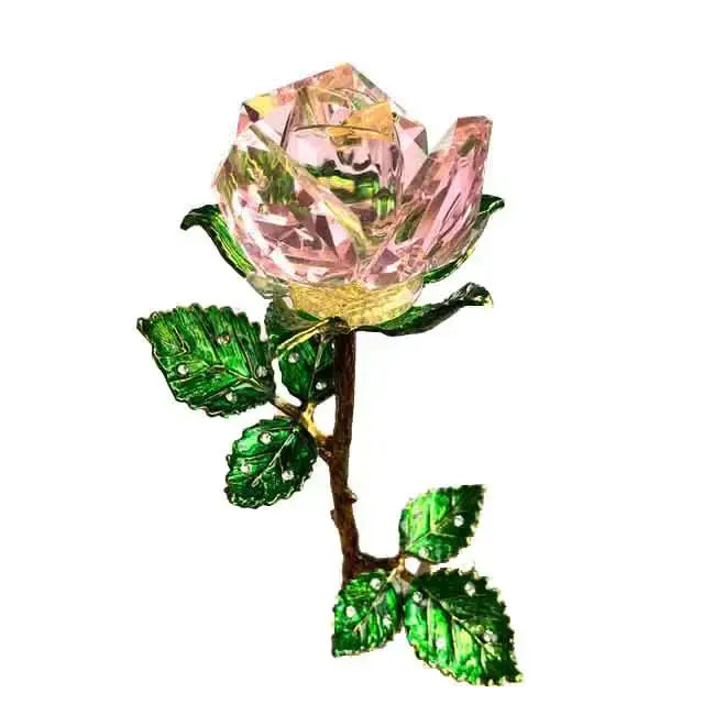Purple and gold crystal rose figurine living room glass ornament