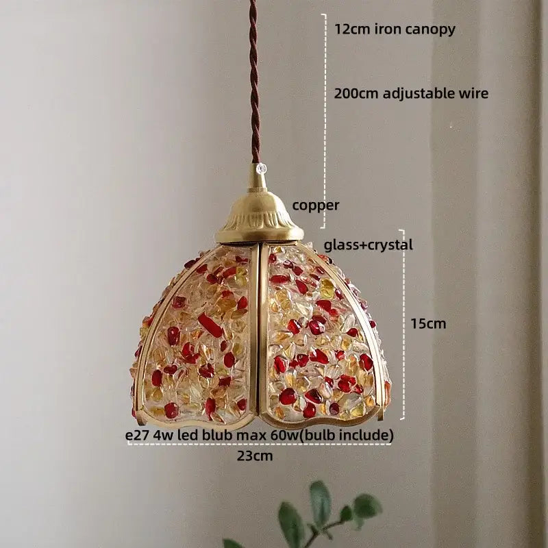 Purple mosaic crystal glass led pendant light living room