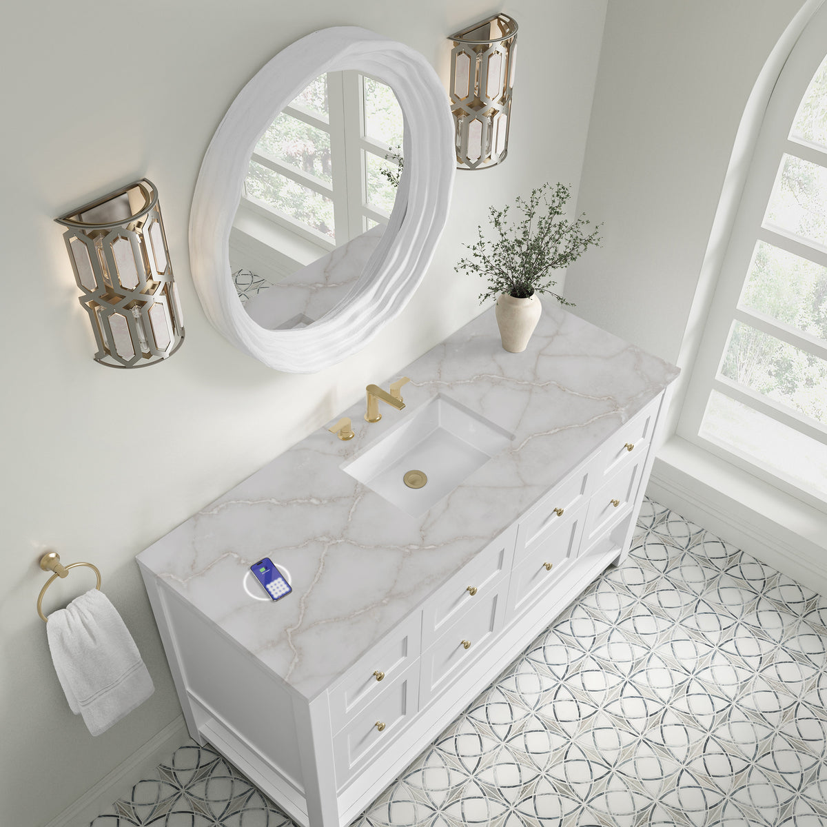 James Martin Breckenridge 60" Single Bathroom Vanity, Bright White