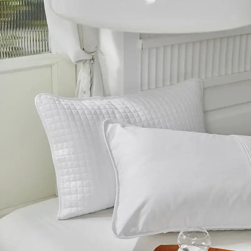 Quilted gray cotton pillowcase bedroom grid pattern cover
