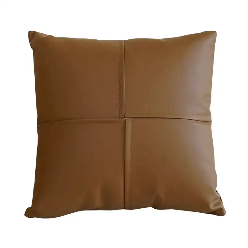 Quilted ivory leather pillow cover living room square throw decor