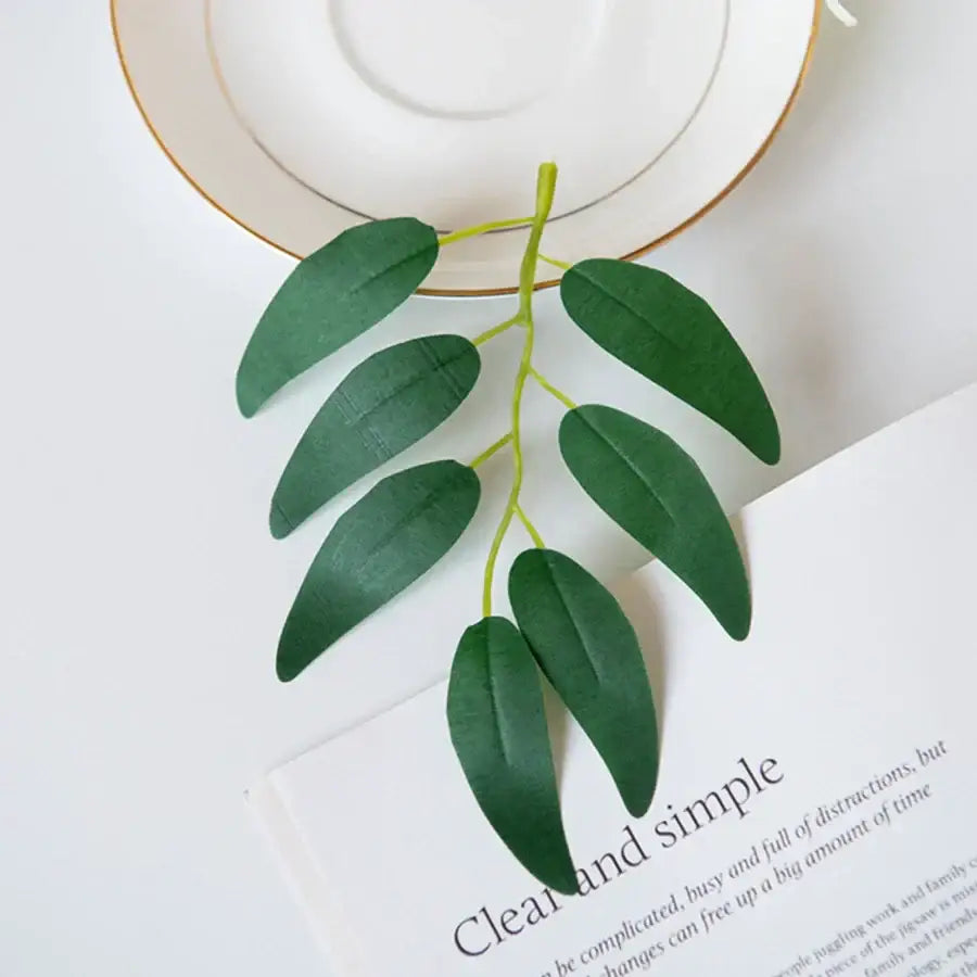 Realistic dark green silk willow leaves wedding and home decor