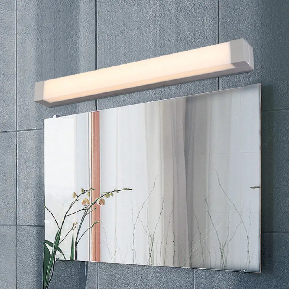 DecorBites™ Rectangle Bathroom Wall Mount Light Aluminum LED Nordic Vanity Lamp with Acrylic Shade in White, Warm/White Light (18"/22" W)