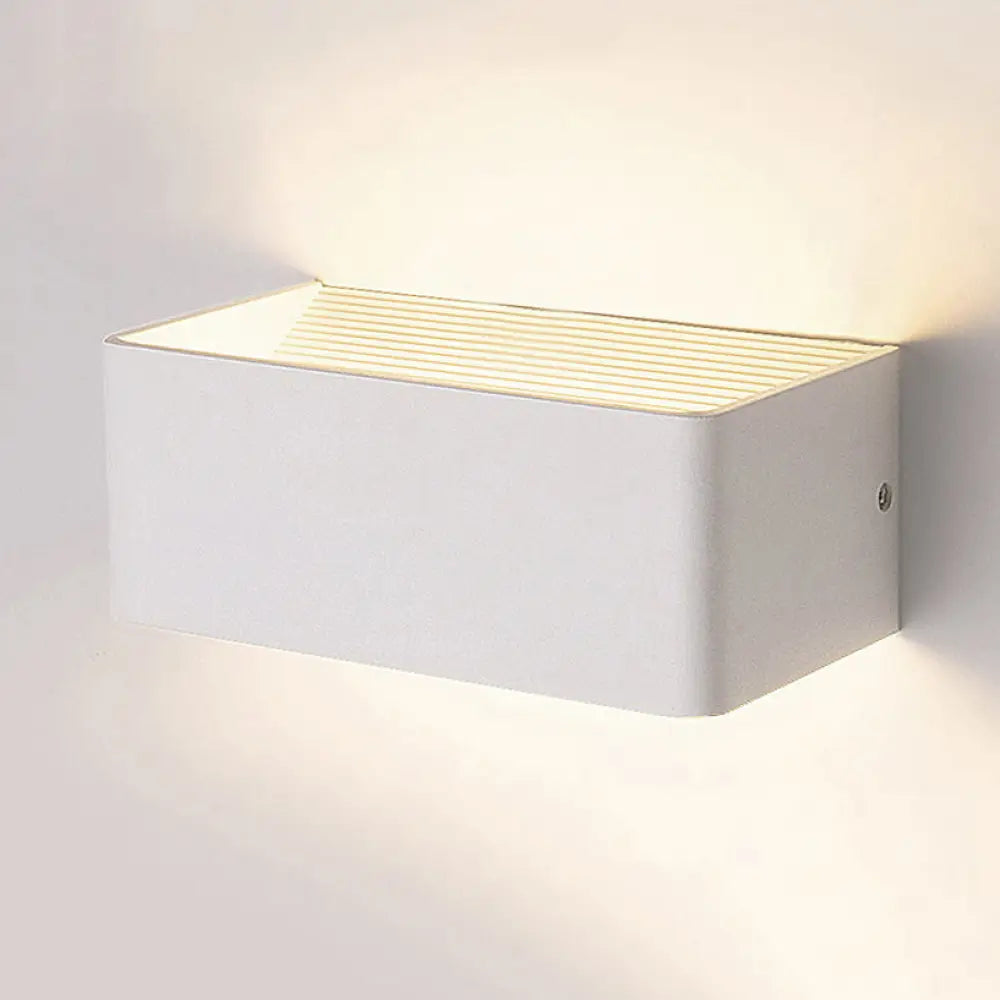DecorBites™ Rectangular Metal Wall Mounted Lamp - Modernist 8"/12" Wide LED Up & Down Lighting in Gold/Black/White, White/Warm Light