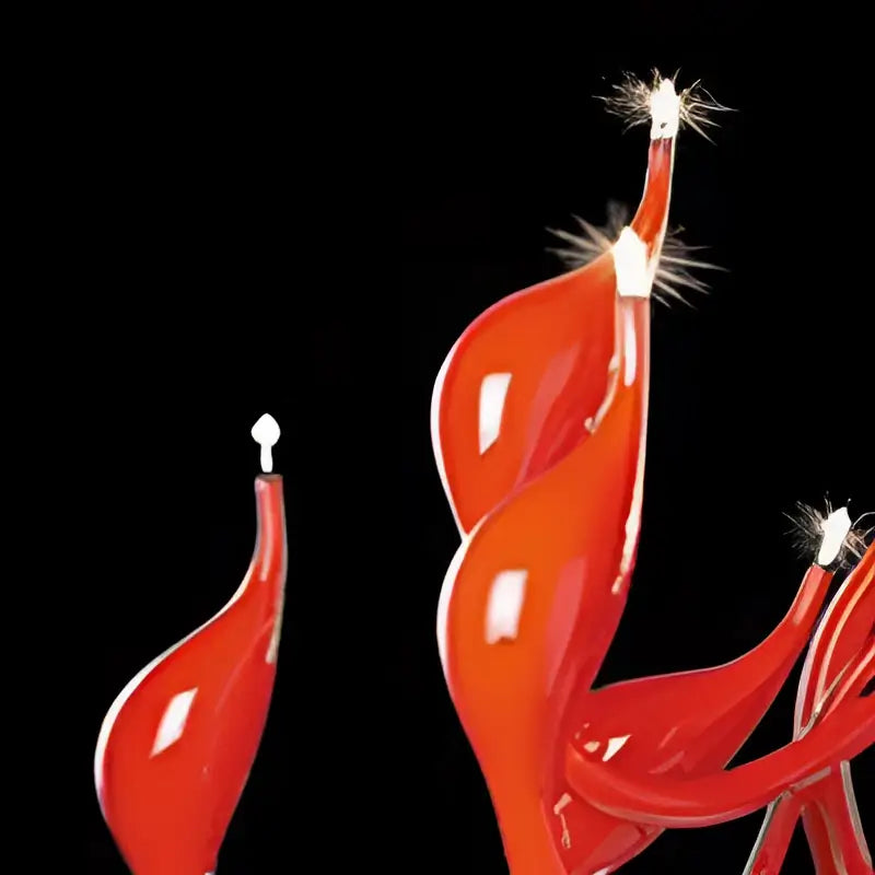 Red glass iron swan pendant lamp living room chandelier