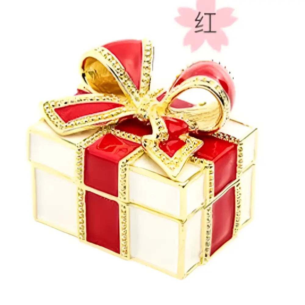 Red & white bow jewelry trinket box bedroom gift holder