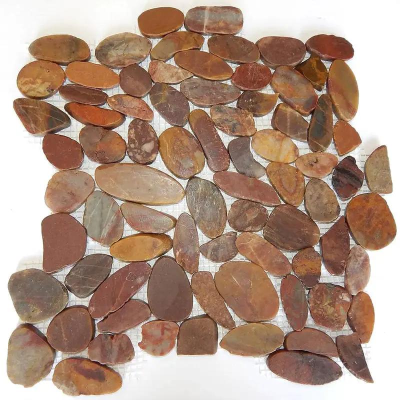 Red Wood Natural Pebble Mosaics 12x12