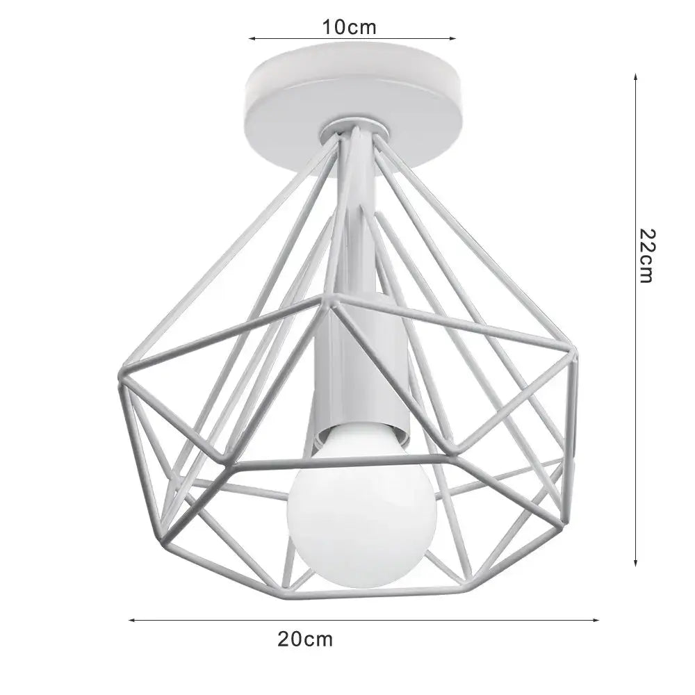 Retro black geometric metal ceiling light fixture kitchen glass shade