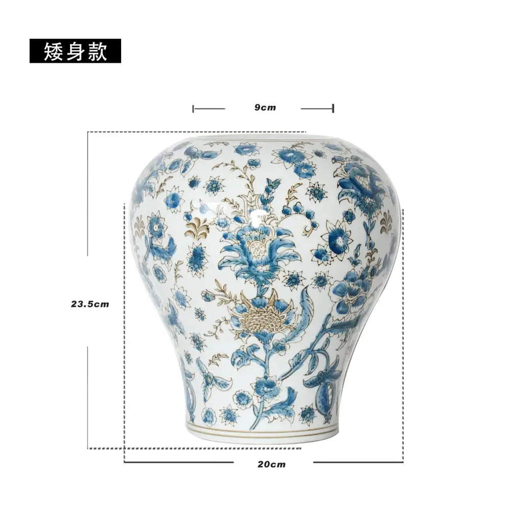 Retro chinese blue & white porcelain ceramic vase set living room
