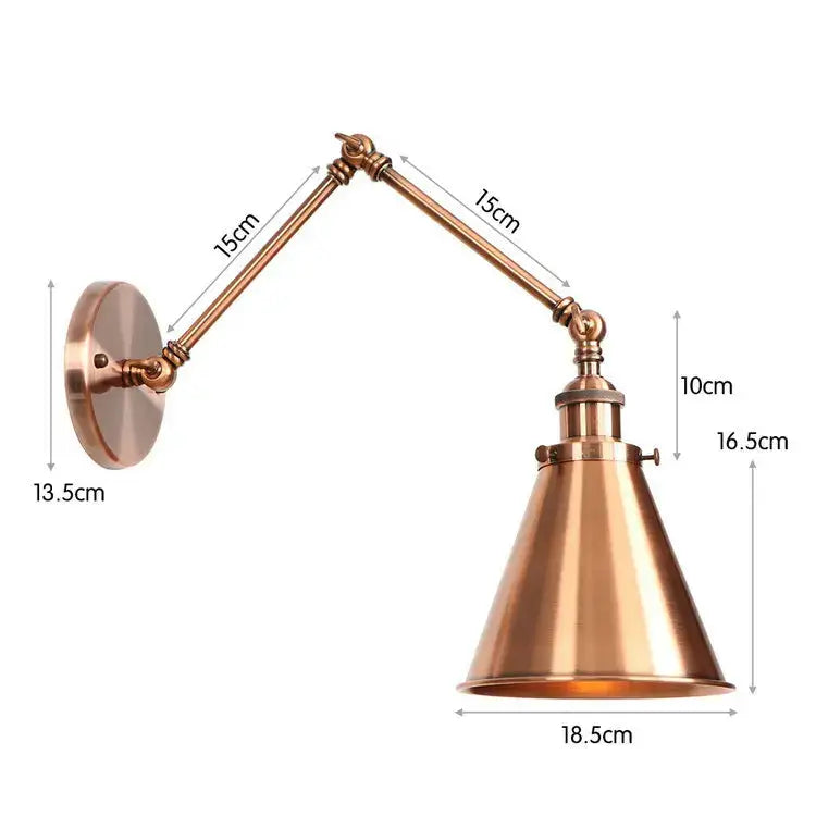 Retro copper iron loft wall lamp bedroom industrial sconce