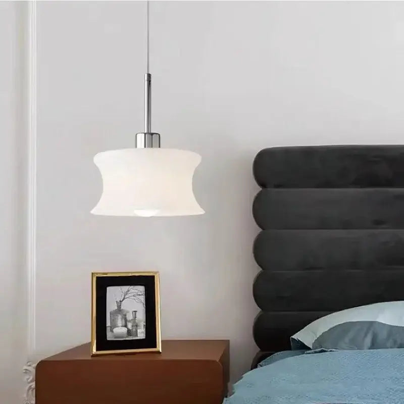 Retro cream glass chandelier bedroom pendant light