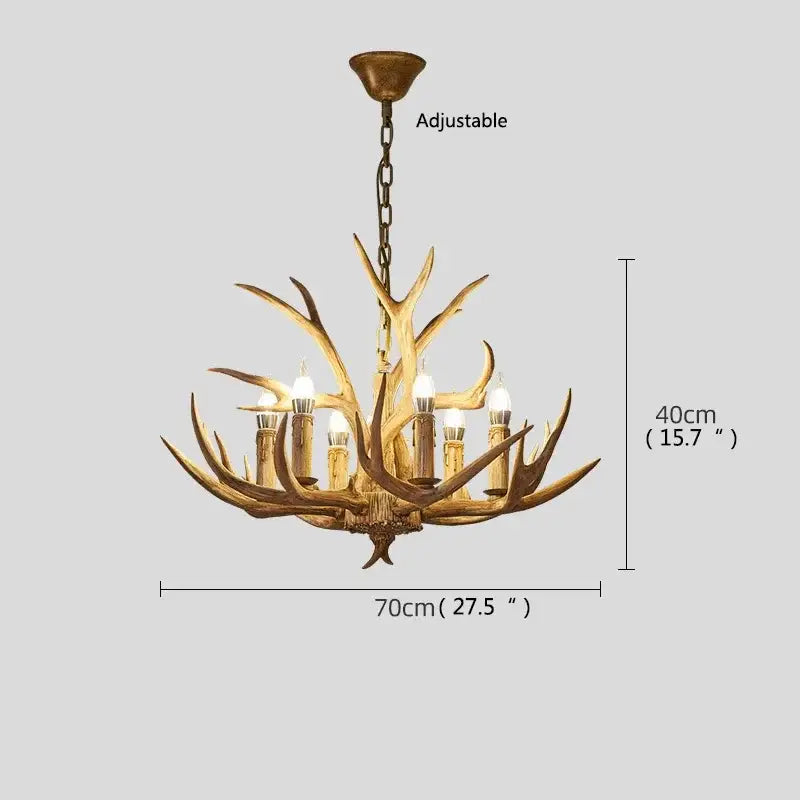Retro golden brown antler led chandelier dining room pendant light