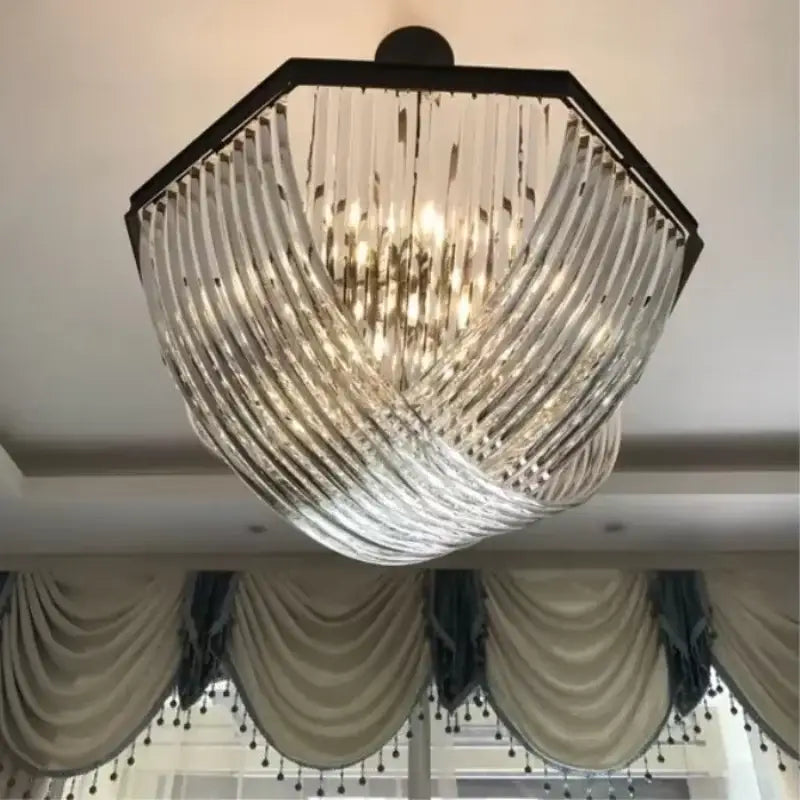 Retro hexagonal black metal e14 pendant lights living room chandelier