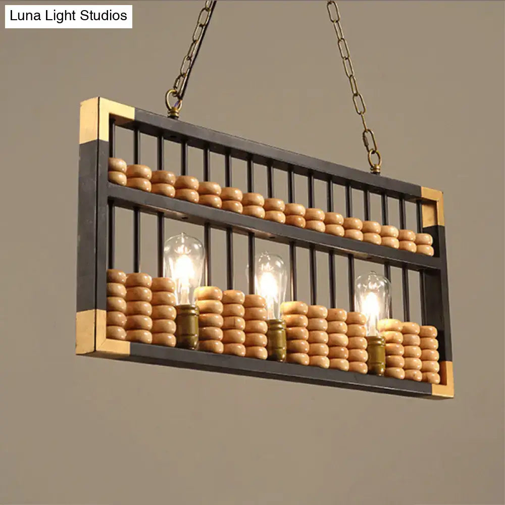 Retro industrial black & brass abacus shape island chandelier dining room