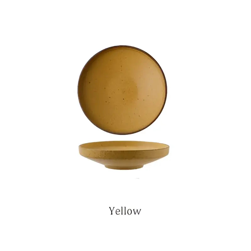 Retro speckled beige ceramic round plate set dining room tableware