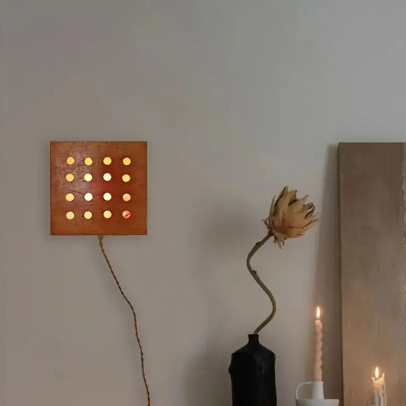 Retro wooden cave box wall light for bedroom feature lighting